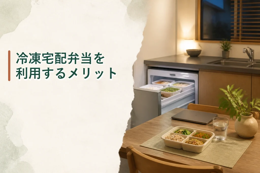 冷凍宅配弁当を利用するメリットを表した画像