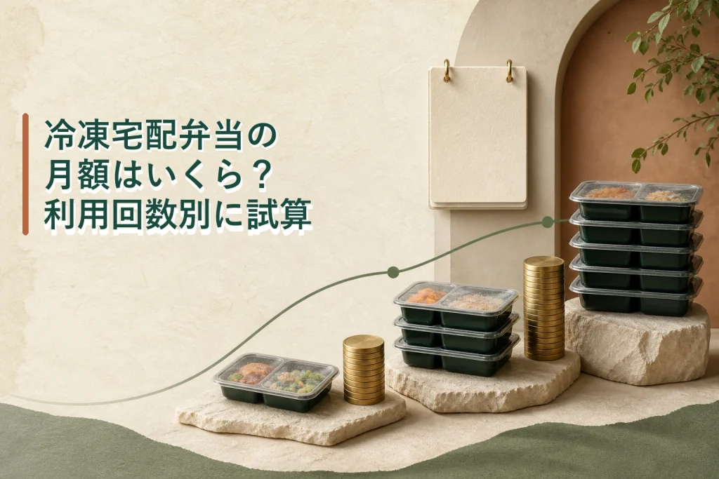 冷凍宅配弁当の月額を利用回数別に試算する画像