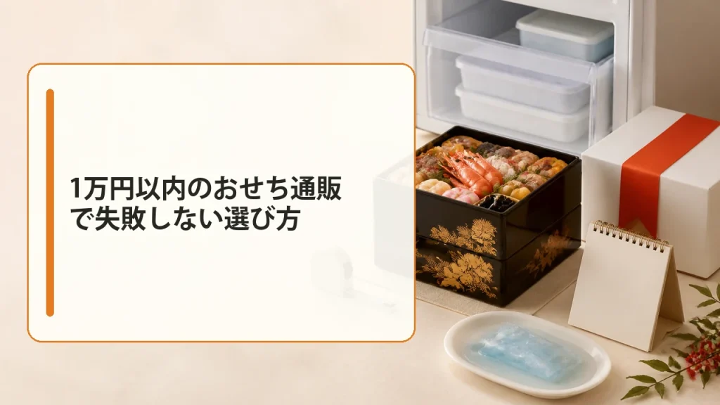 1万円以内のおせち通販で失敗しない選び方を説明する画像