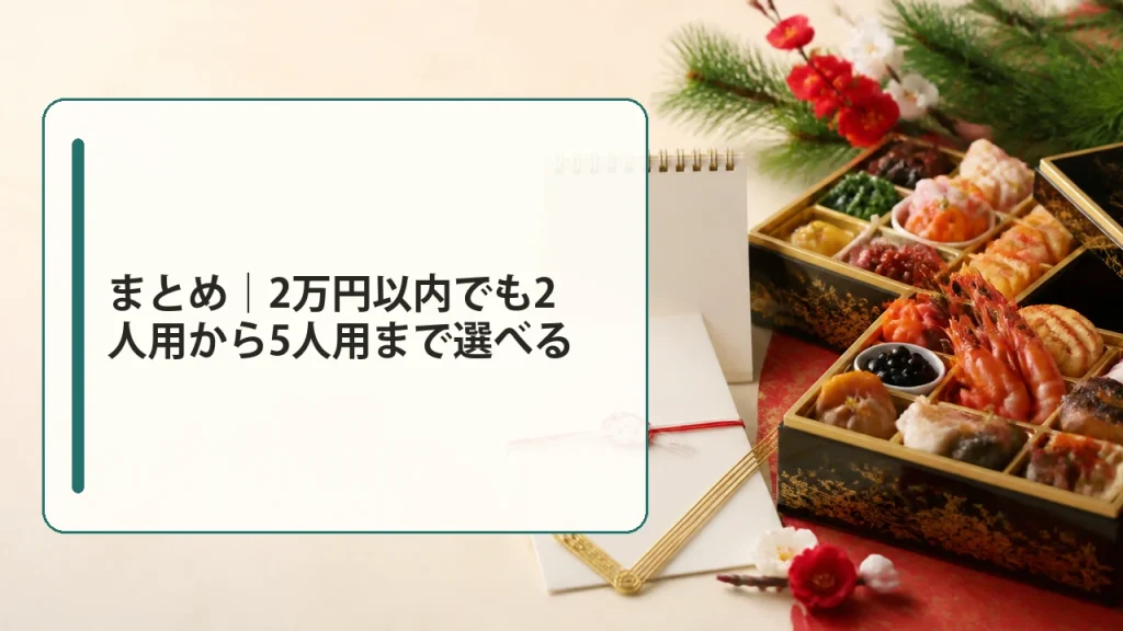 まとめ|2万円以内でも2人用から5人用まで選べるを説明する画像