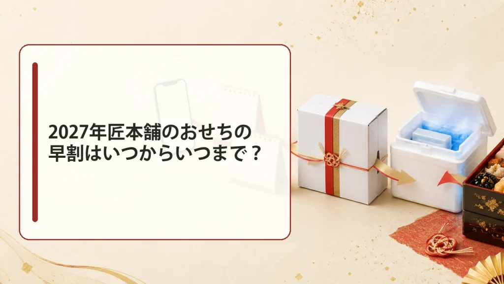 2027年匠本舗のおせちの早割はいつからいつまで?を説明する画像