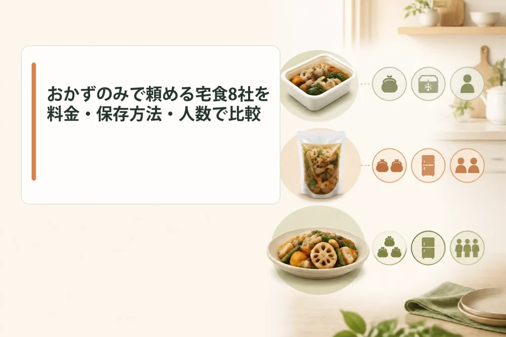 おかずのみで頼める宅食8社を料金・保存方法・人数で比較する画像