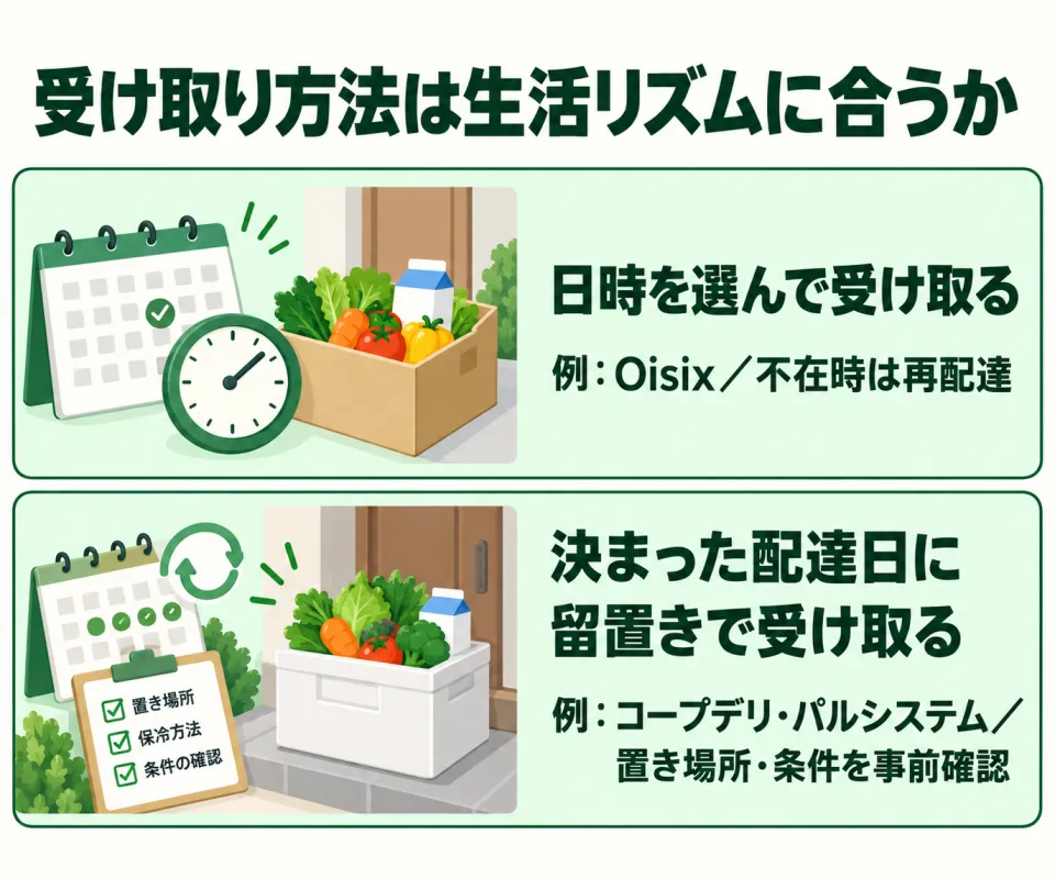 受け取り方法は生活リズムに合うか