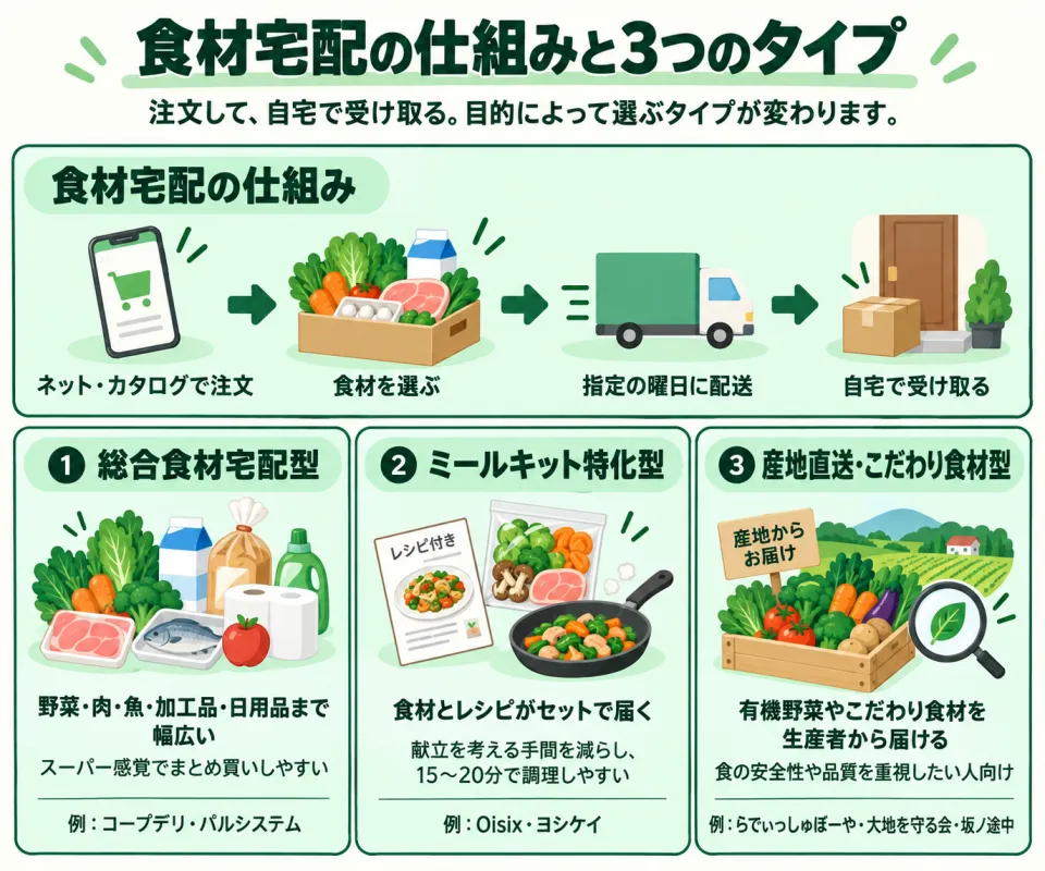 食材宅配の仕組みと3つのタイプ