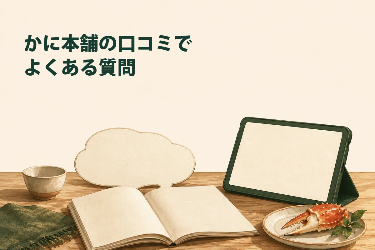 かに本舗の購入前に残る疑問を確認するイラスト