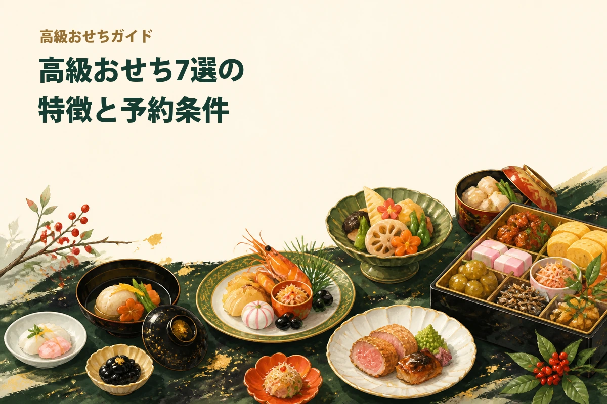 和風・洋風・中華の正月料理を表すイメージイラスト