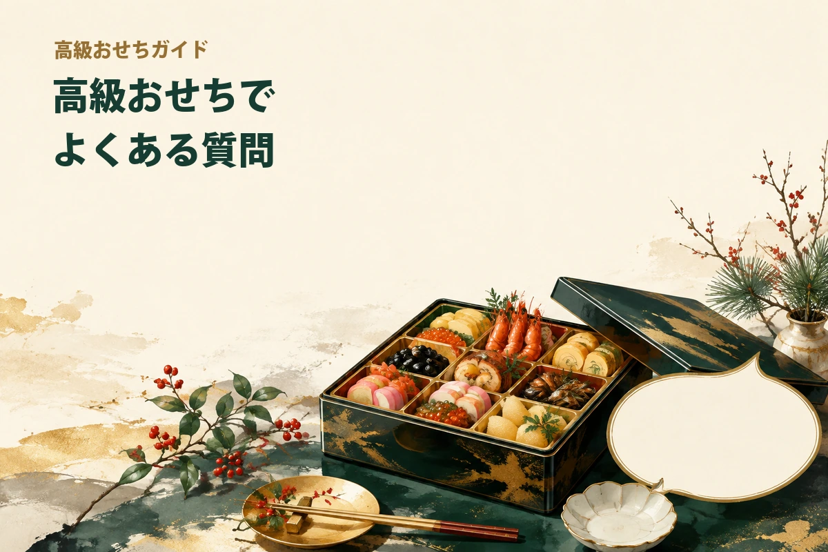 高級おせちに関する疑問を表すイメージイラスト
