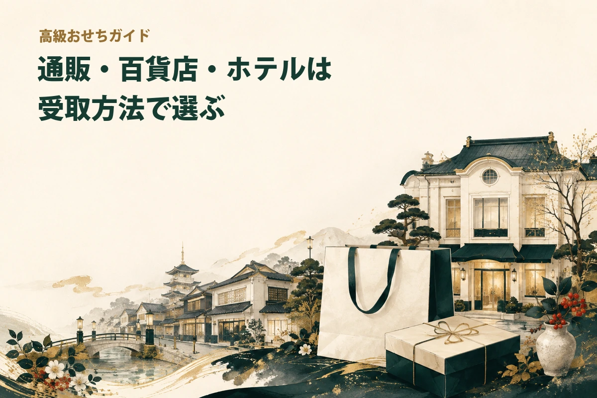 通販・百貨店・ホテルでのおせちの購入を表すイラスト